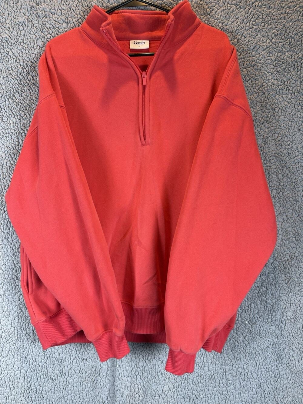 Comfrt Basic Quarter Zip Mock Neck XL Hibiscus Red Heavyweight Sweatshirt